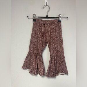 Girls' Pink Animal Print Ruffle Leggings